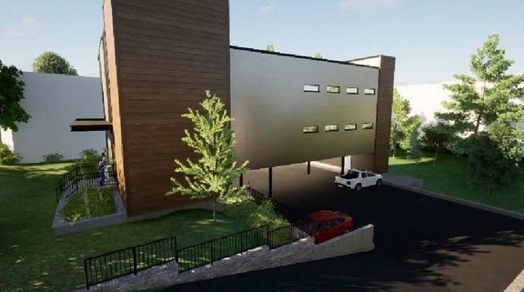 Rendering of building from page 23 of the file '2025-11-28 - Urban Design Brief - D07-12-25-0022'