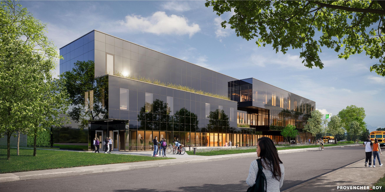 Rendering of building from page 14 of the file '2025-03-28 - Design Brief - D07-12-25-0040'