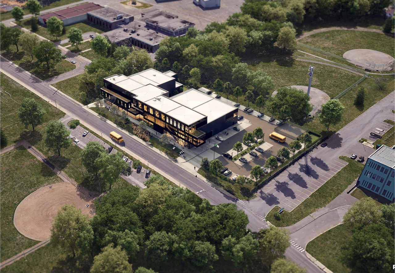 Rendering of building from page 18 of the file '2025-03-28 - Design Brief - D07-12-25-0040'