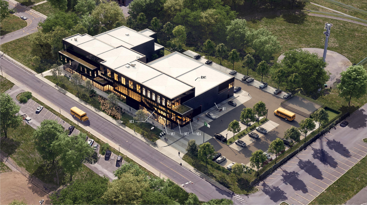 Rendering of building from page 26 of the file '2025-03-28 - Design Brief - D07-12-25-0040'