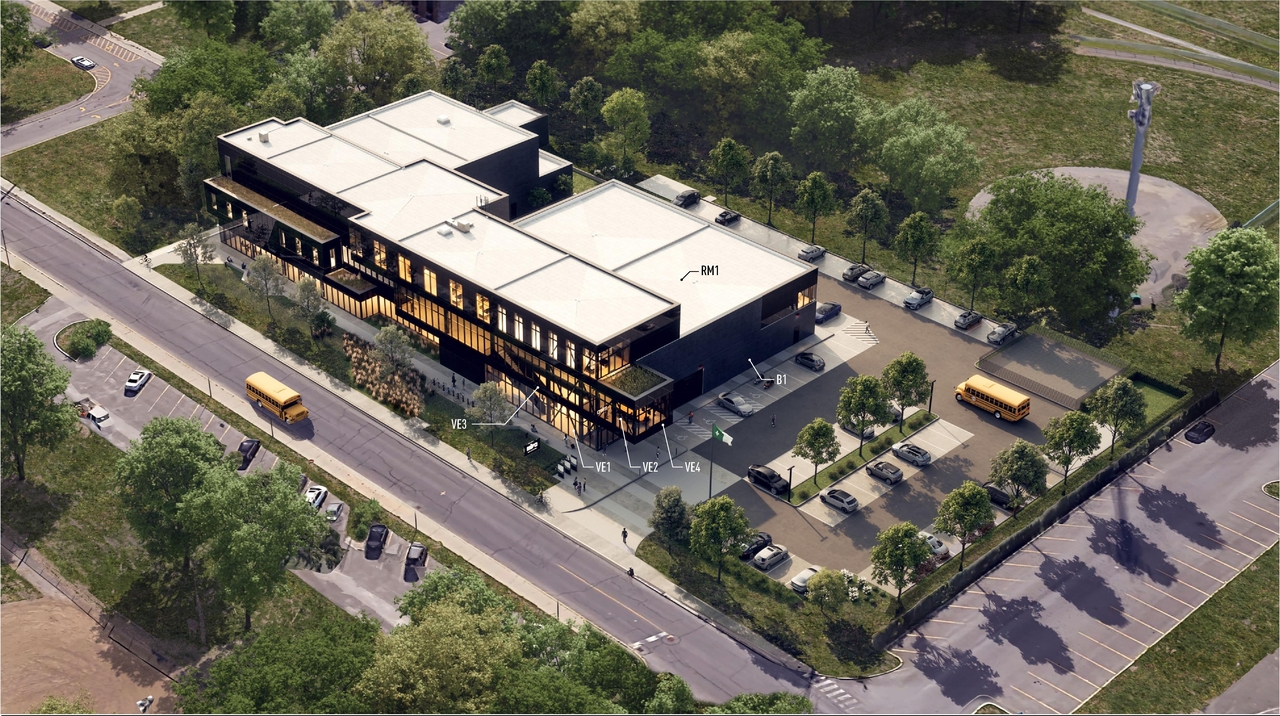 Rendering of building from page 26 of the file '2025-03-28 - Design Brief - D07-12-25-0040'