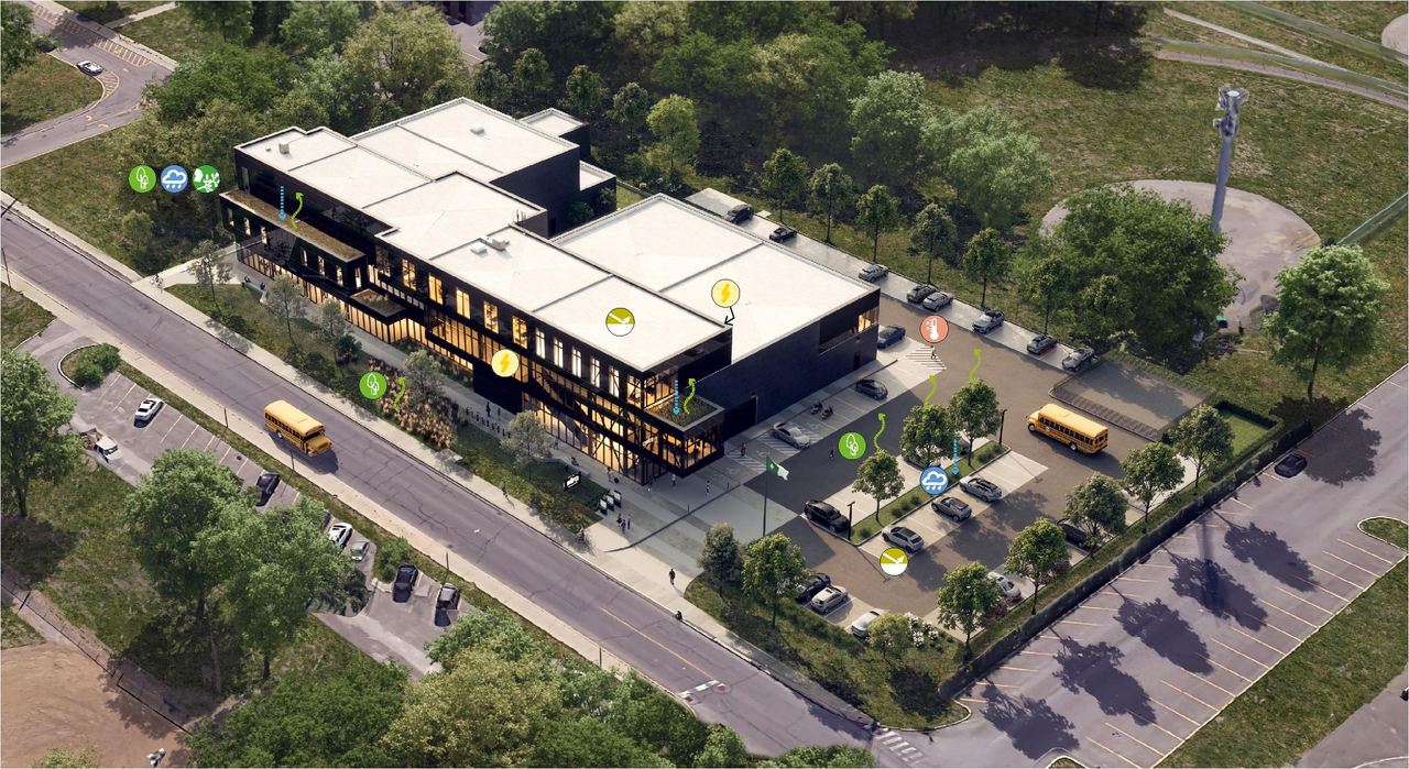Rendering of building from page 34 of the file '2025-03-28 - Design Brief - D07-12-25-0040'