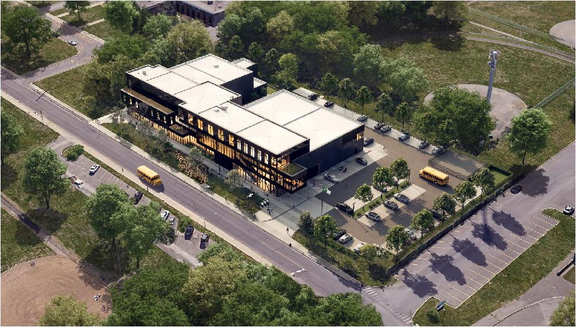 Rendering of building from page 5 of the file '2025-03-28 - Design Brief - D07-12-25-0040'