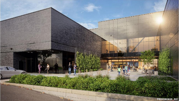 Rendering of building from page 5 of the file '2025-03-28 - Design Brief - D07-12-25-0040'