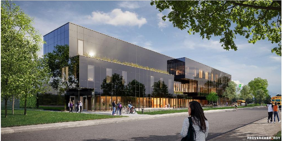Rendering of building from page 6 of the file '2025-03-28 - Design Brief - D07-12-25-0040'