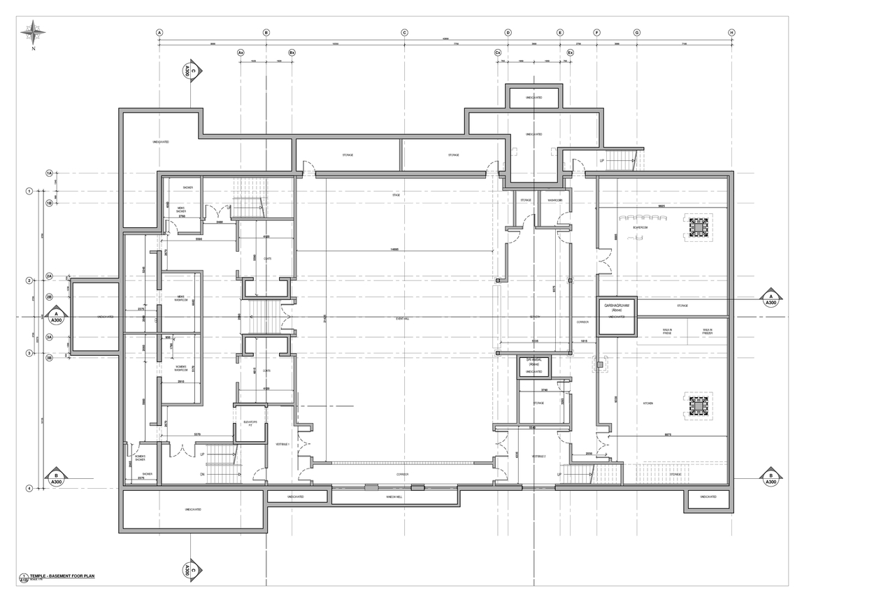 Floor plan for project from page 1 of the file '2025-08-01 - Proposed Temple Basement Floor Plan - D07-12-25-0049'