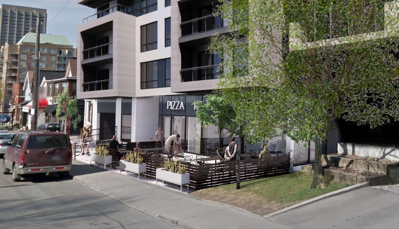 Rendering of building from page 32 of the file '2026-01-08 - Design Brief - D02-02-25-0026 & D07-12-25-0053'