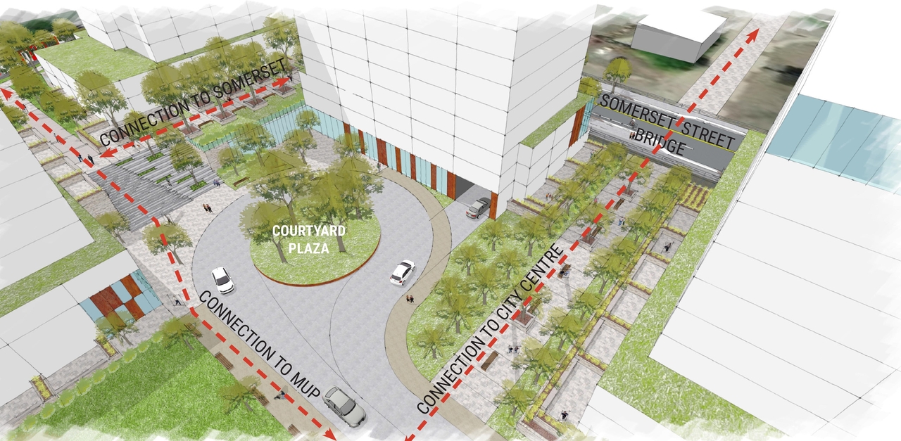 Construction site plan for project from page 35 of the file '2025-04-30 - Urban Design Review Panel Report - D07-12-25-0060'