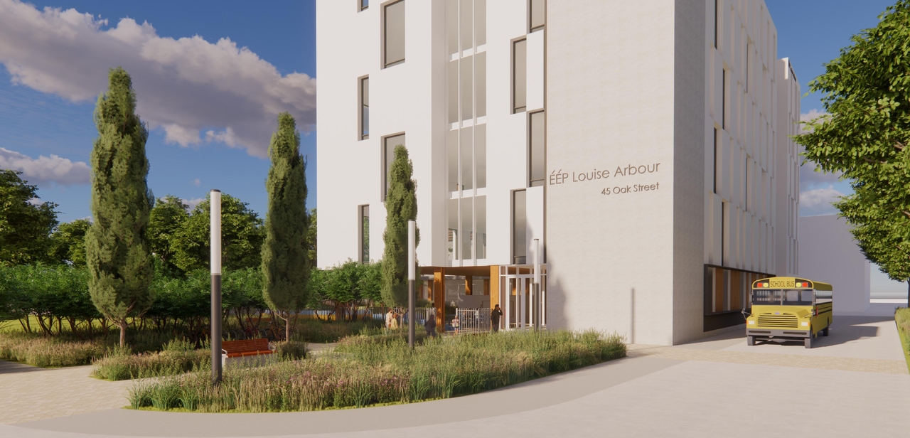 Rendering of building from page 76 of the file '2025-04-30 - Urban Design Review Panel Report - D07-12-25-0060'