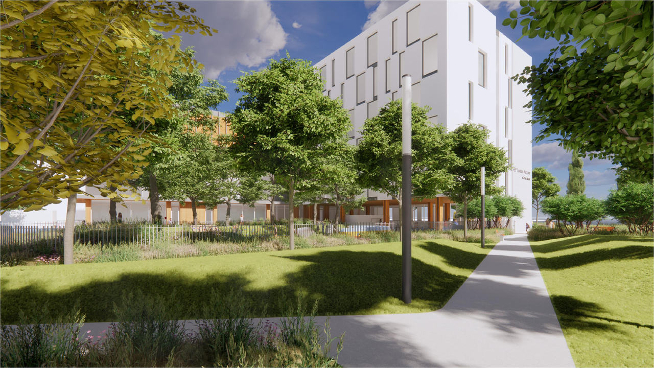 Rendering of building from page 78 of the file '2025-04-30 - Urban Design Review Panel Report - D07-12-25-0060'