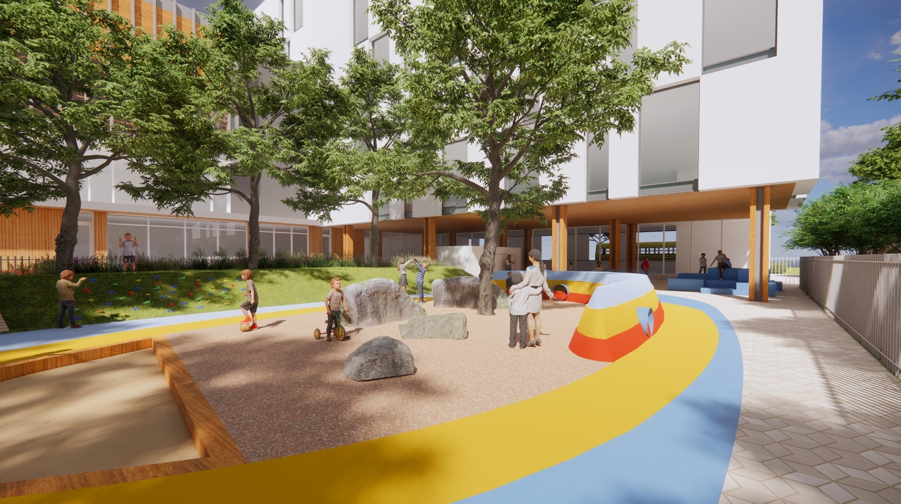 Rendering of building from page 80 of the file '2025-04-30 - Urban Design Review Panel Report - D07-12-25-0060'