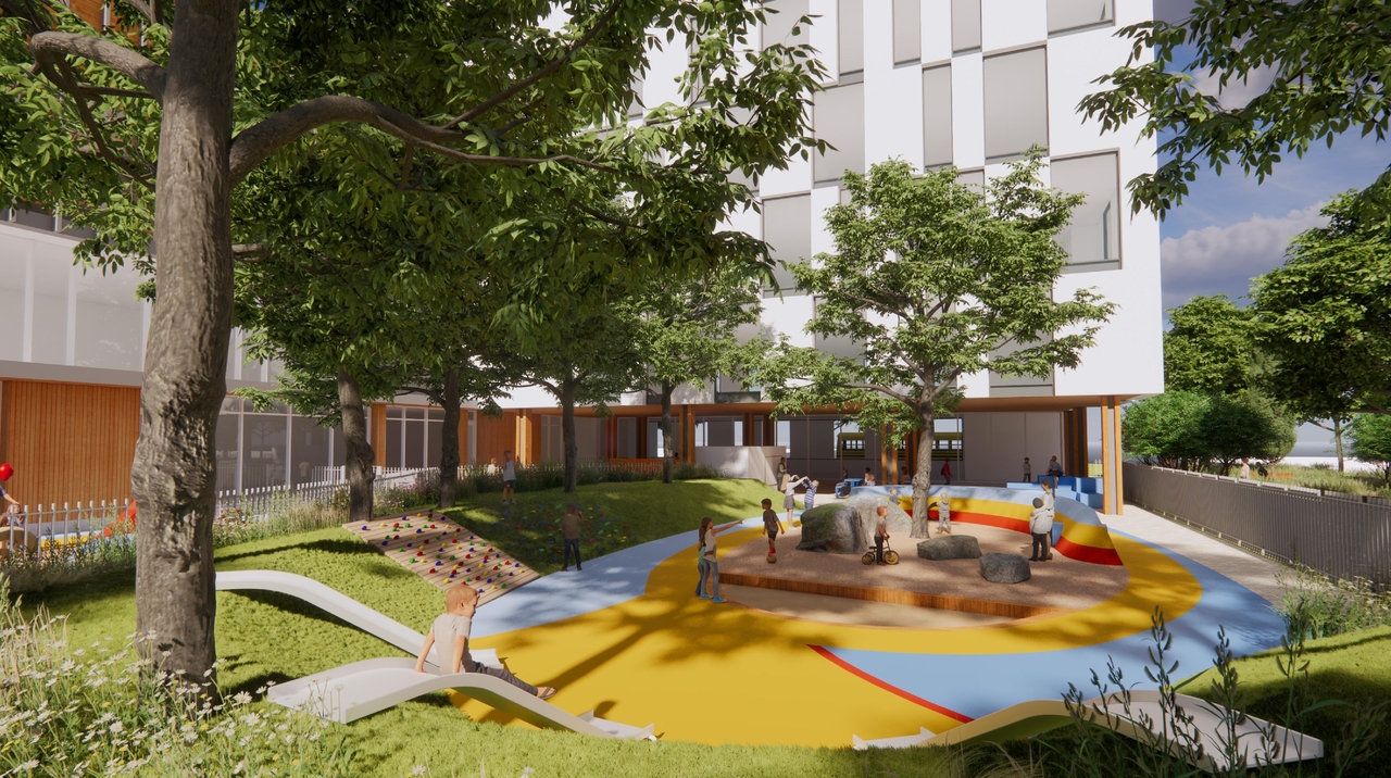 Rendering of building from page 81 of the file '2025-04-30 - Urban Design Review Panel Report - D07-12-25-0060'