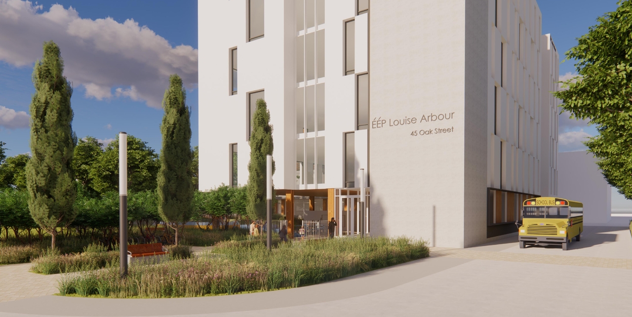 Rendering of building from page 77 of the file '2025-04-30 - Urban Design Brief - D07-12-25-0060'