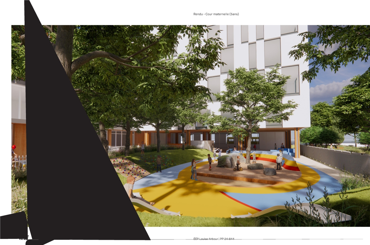 Rendering of building from page 82 of the file '2025-04-30 - Urban Design Brief - D07-12-25-0060'