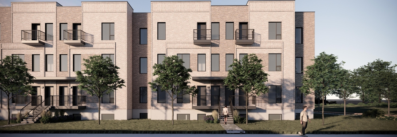 Rendering of building from page 10 of the file '2025-05-27 - Urban Design Brief - D07-12-25-0071'