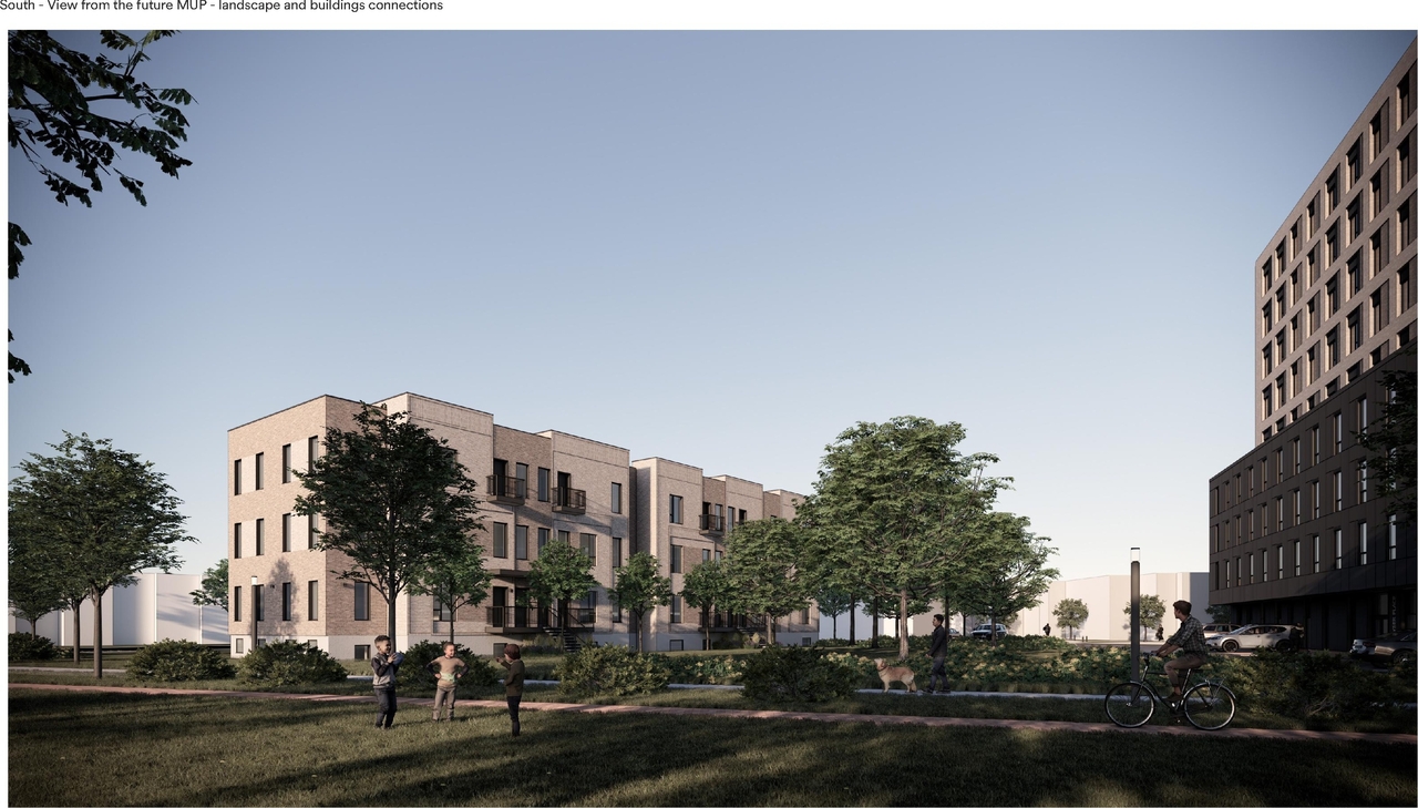 Rendering of building from page 11 of the file '2025-05-27 - Urban Design Brief - D07-12-25-0071'