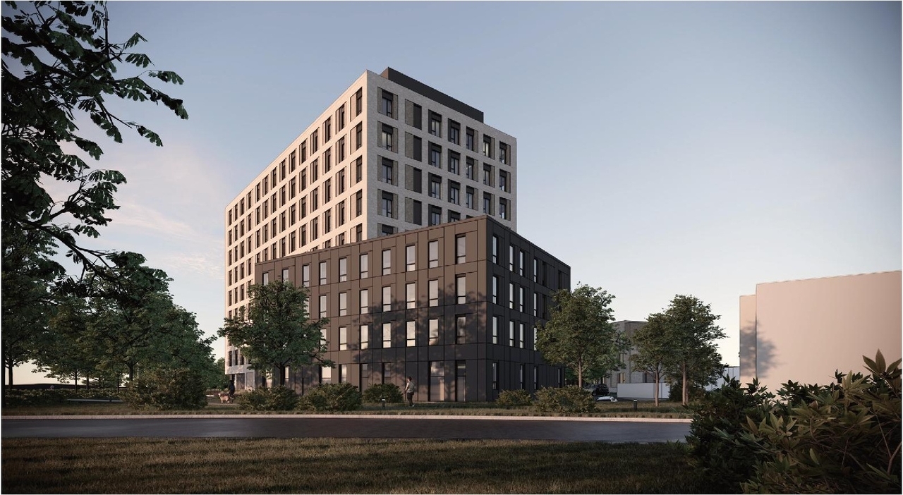 Rendering of building from page 22 of the file '2025-05-27 - Urban Design Brief - D07-12-25-0071'
