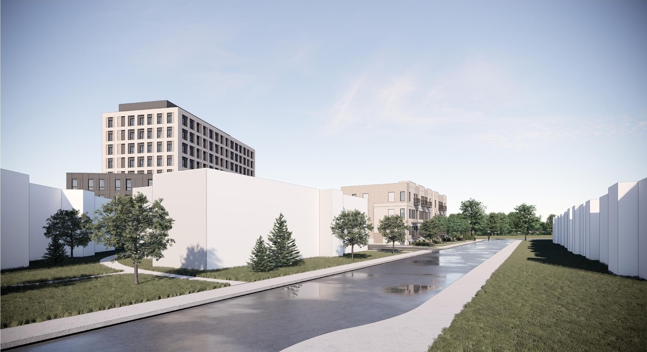 Rendering of building from page 41 of the file '2025-05-27 - Urban Design Brief - D07-12-25-0071'