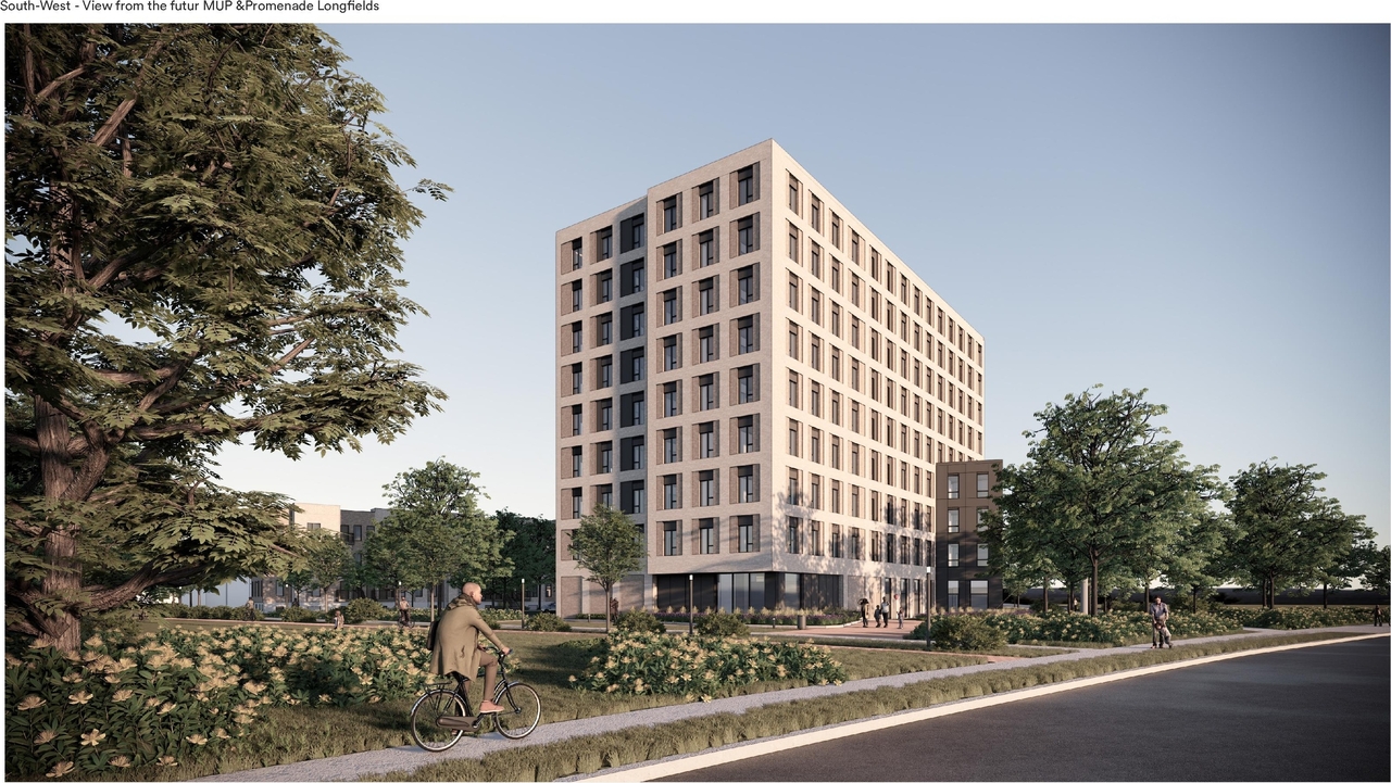 Rendering of building from page 6 of the file '2025-05-27 - Urban Design Brief - D07-12-25-0071'