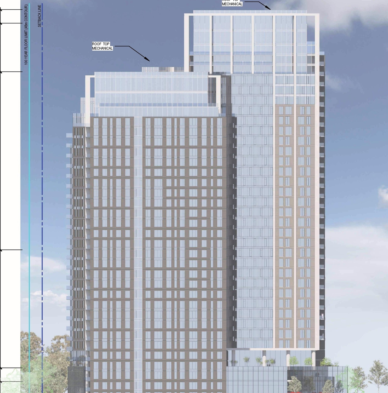 Rendering of building from page 55 of the file '2025-06-02 - Design Brief - D07-12-25-0073'