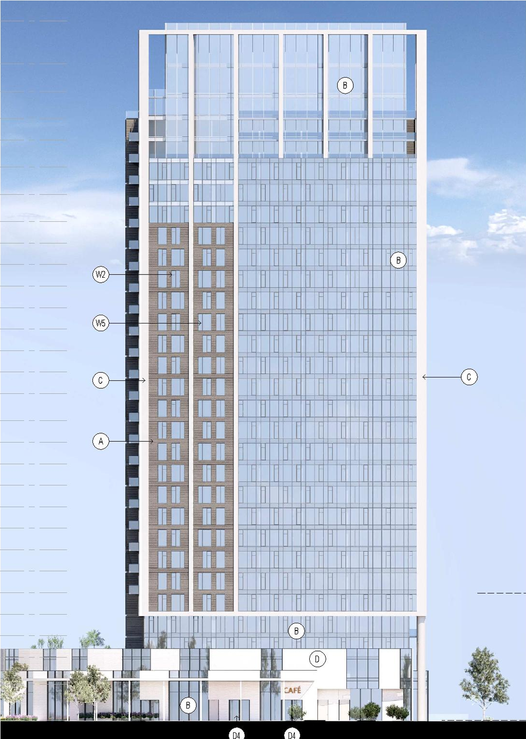 Rendering of building from page 75 of the file '2026-03-23 - SPA Design Brief - D07-12-25-0073'