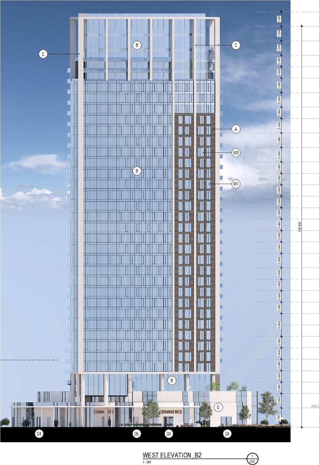 Rendering of building from page 77 of the file '2026-03-23 - SPA Design Brief - D07-12-25-0073'