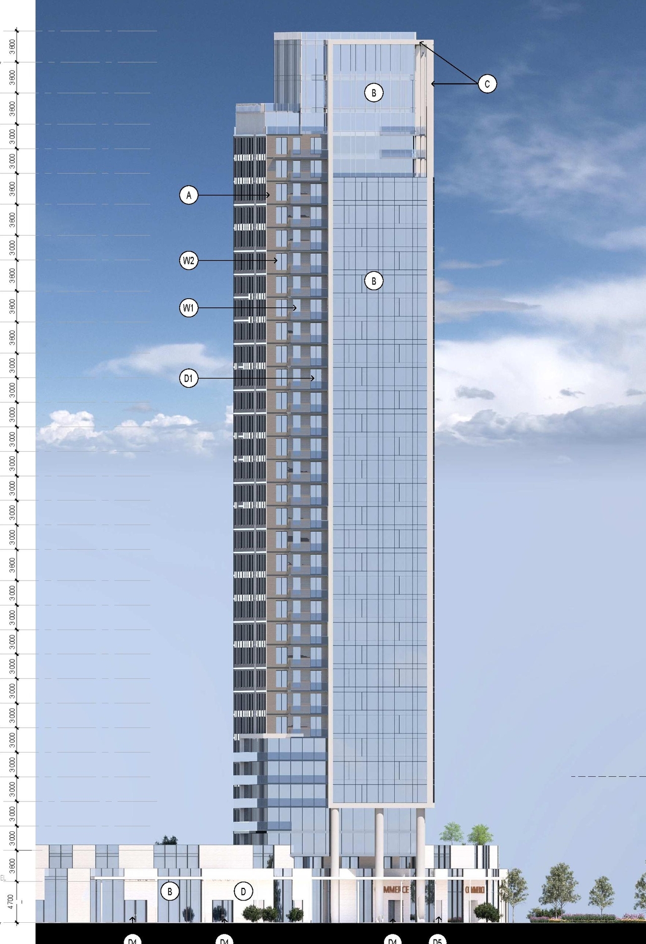 Rendering of building from page 78 of the file '2026-03-23 - SPA Design Brief - D07-12-25-0073'
