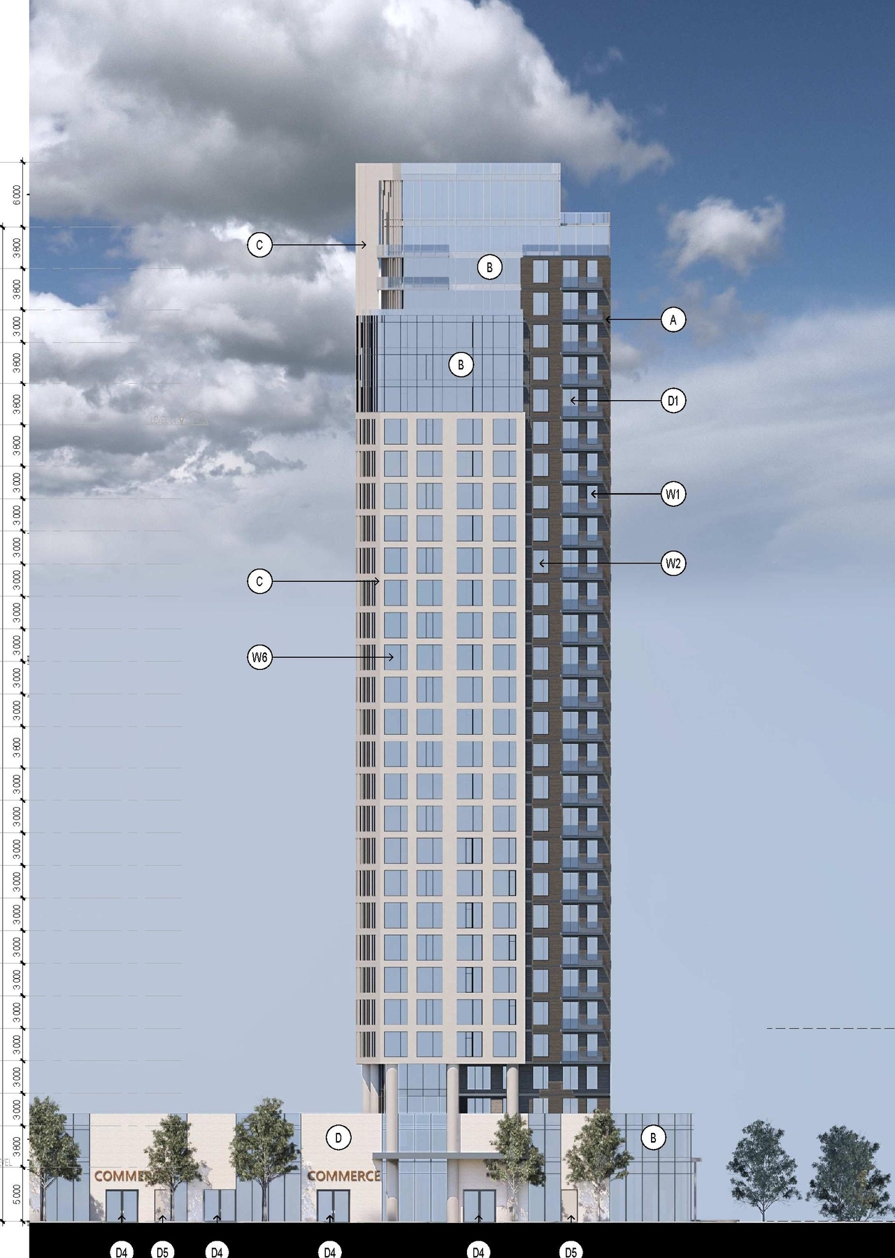 Rendering of building from page 80 of the file '2026-03-23 - SPA Design Brief - D07-12-25-0073'