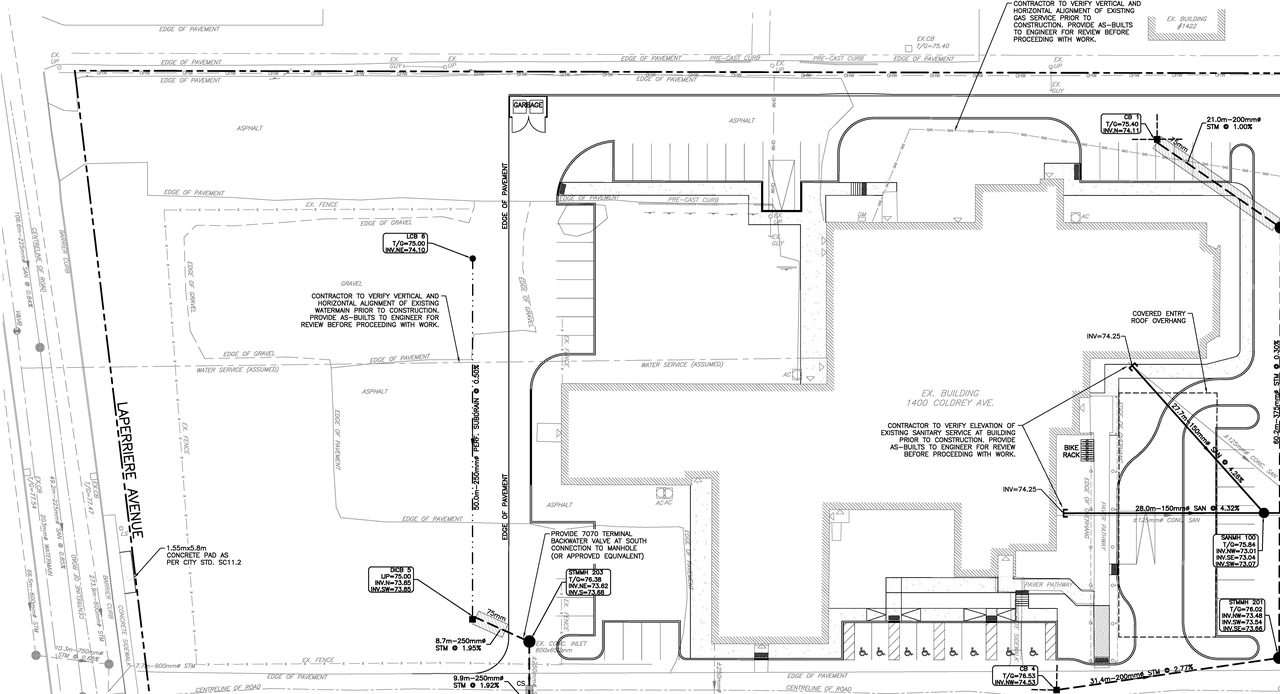 Construction site plan for project from page 1 of the file '2025-08-28 - Design Drawing Set - D07-12-25-0083'