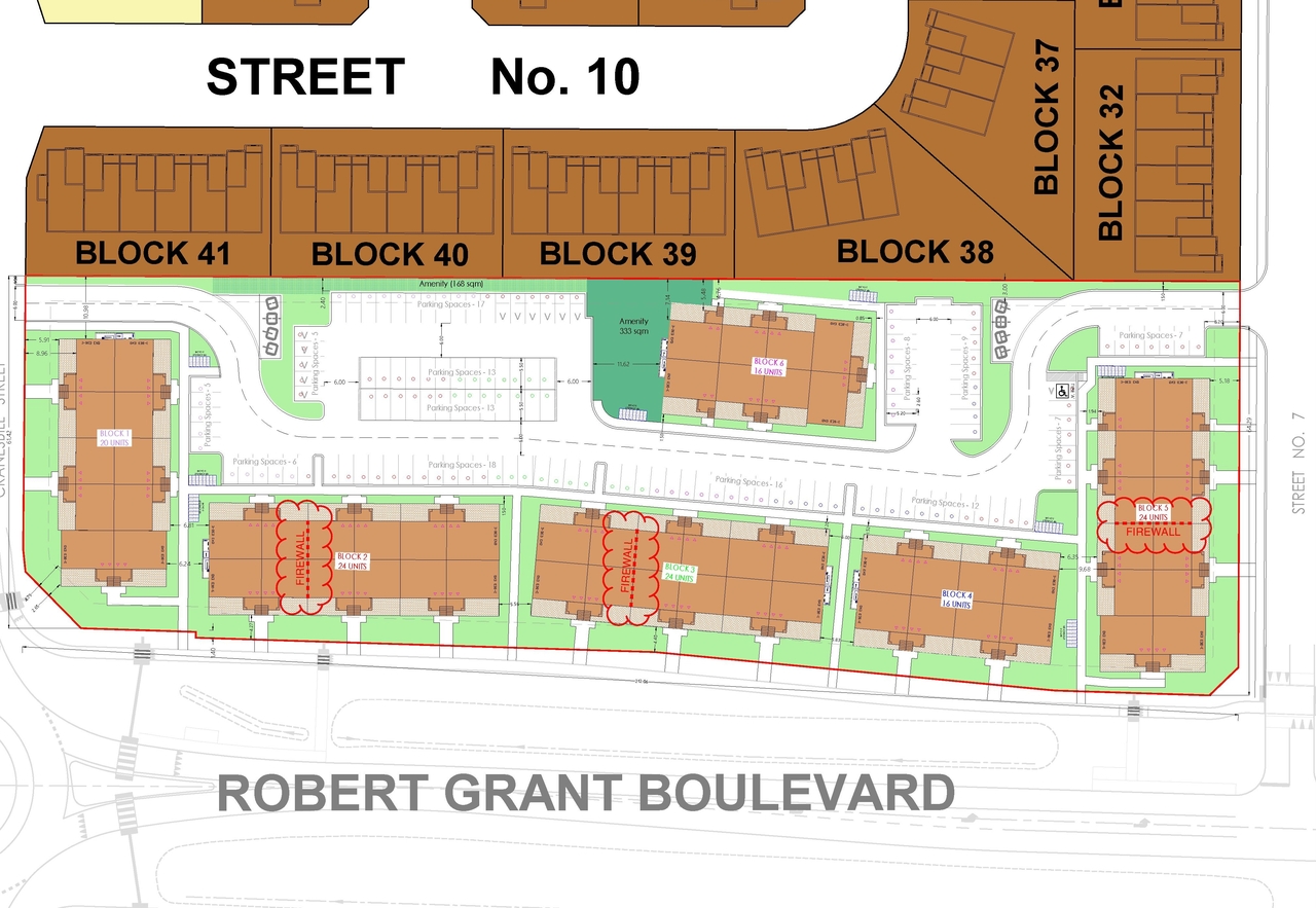 Construction site plan for project from page 39 of the file '2025-10-29 - Block 13 - Design Brief - D07-12-25-0089'