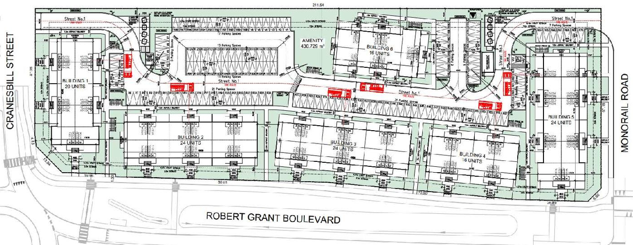 Construction site plan for project from page 7 of the file '2025-06-30 - Urban Design Brief - D07-12-25-0089'