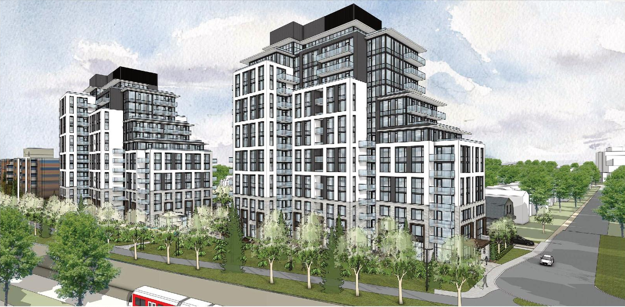 Rendering of building from page 11 of the file '2025-07-16 - Urban Design Brief - D07-12-25-0097'
