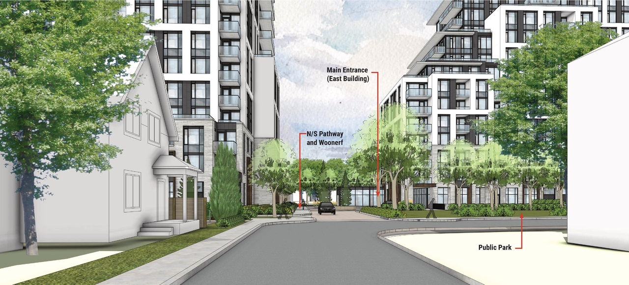 Rendering of building from page 28 of the file '2025-09-24 - Urban Design Brief - D07-12-25-0097'