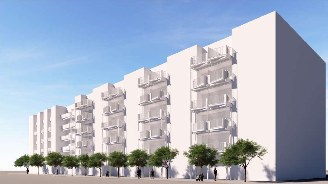Rendering of building from page 43 of the file '2025-07-25 - Urban Design Brief - D07-12-25-0103'