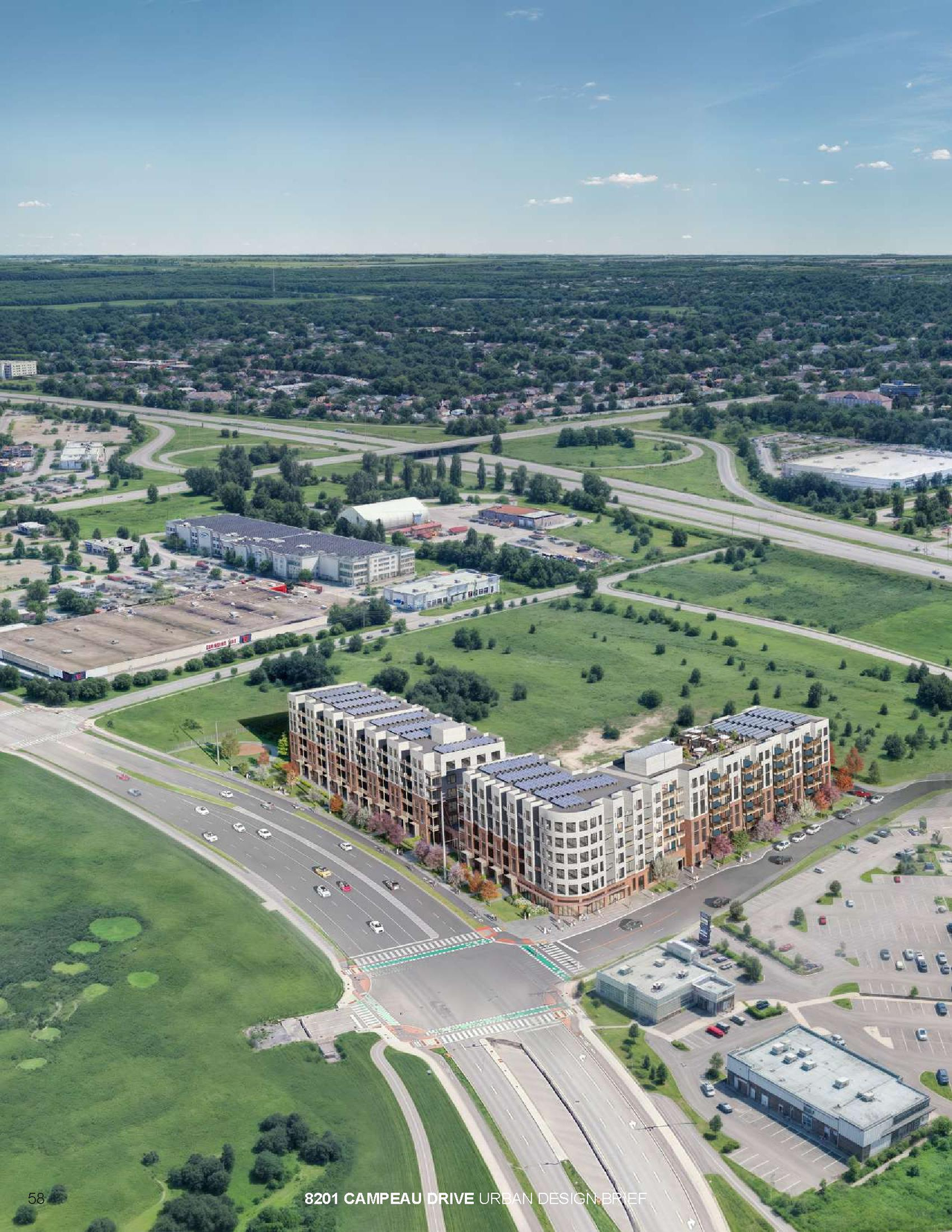 Rendering of building from page 58 of the file '2025-07-25 - Urban Design Brief - D07-12-25-0103'