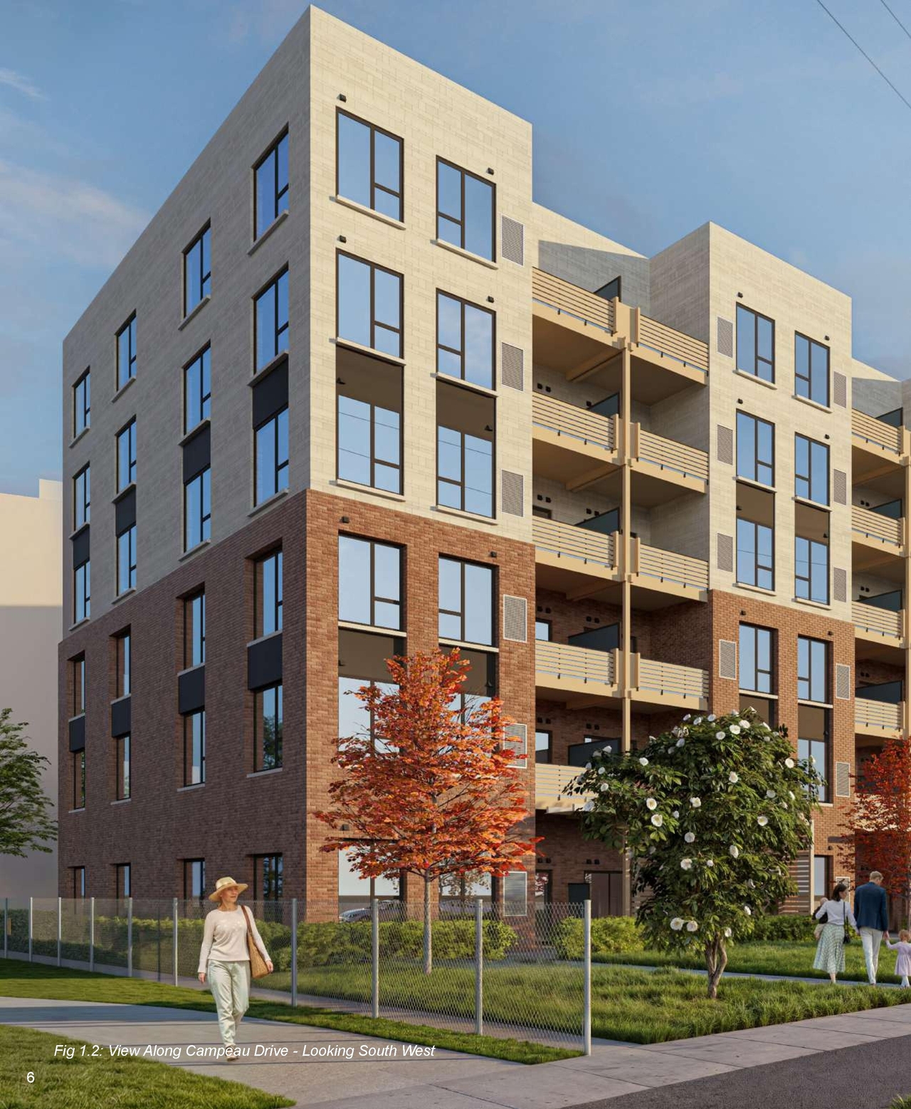 Rendering of building from page 6 of the file '2025-07-25 - Urban Design Brief - D07-12-25-0103'