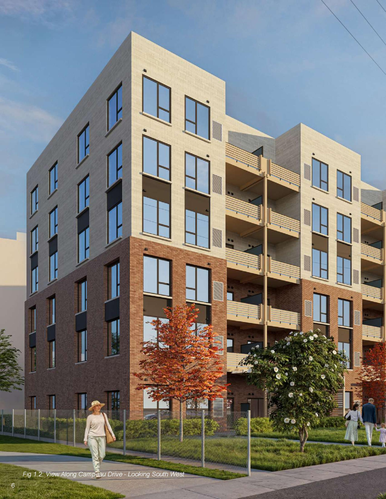 Rendering of building from page 6 of the file '2025-07-25 - Urban Design Brief - D07-12-25-0103'