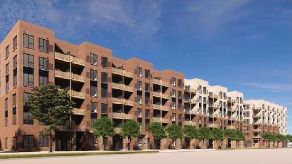 Rendering of building from page 67 of the file '2025-07-25 - Urban Design Brief - D07-12-25-0103'