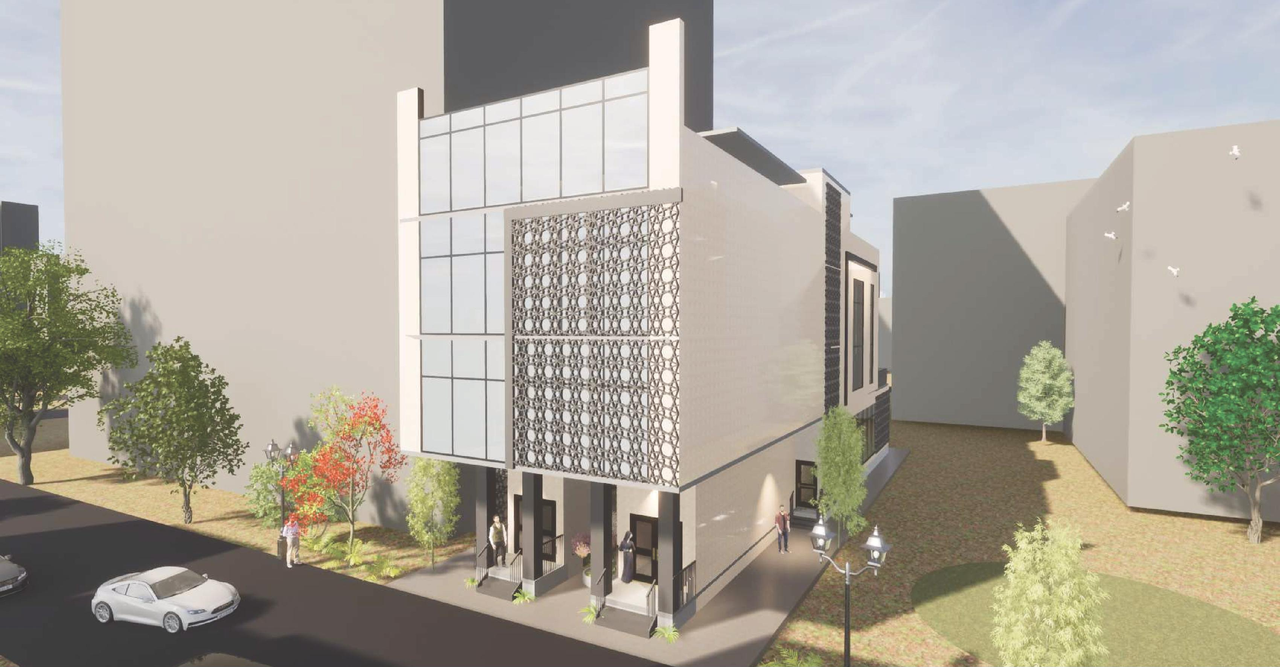 Rendering of building from page 1 of the file '2025-07-28 - Urban Design Brief - D07-12-25-0105'