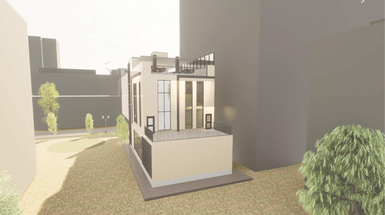 Rendering of building from page 10 of the file '2025-07-28 - Urban Design Brief - D07-12-25-0105'