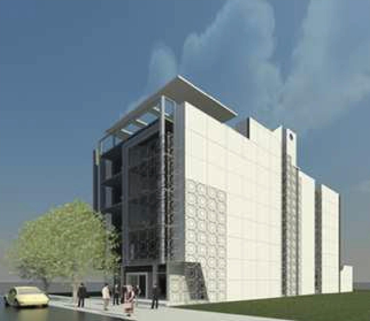 Rendering of building from page 16 of the file '2025-07-28 - Urban Design Brief - D07-12-25-0105'