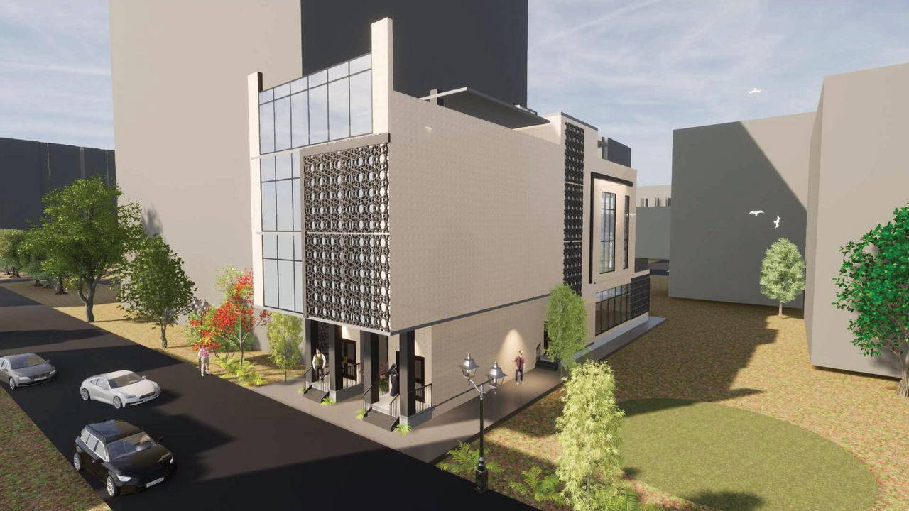 Rendering of building from page 18 of the file '2025-07-28 - Urban Design Brief - D07-12-25-0105'