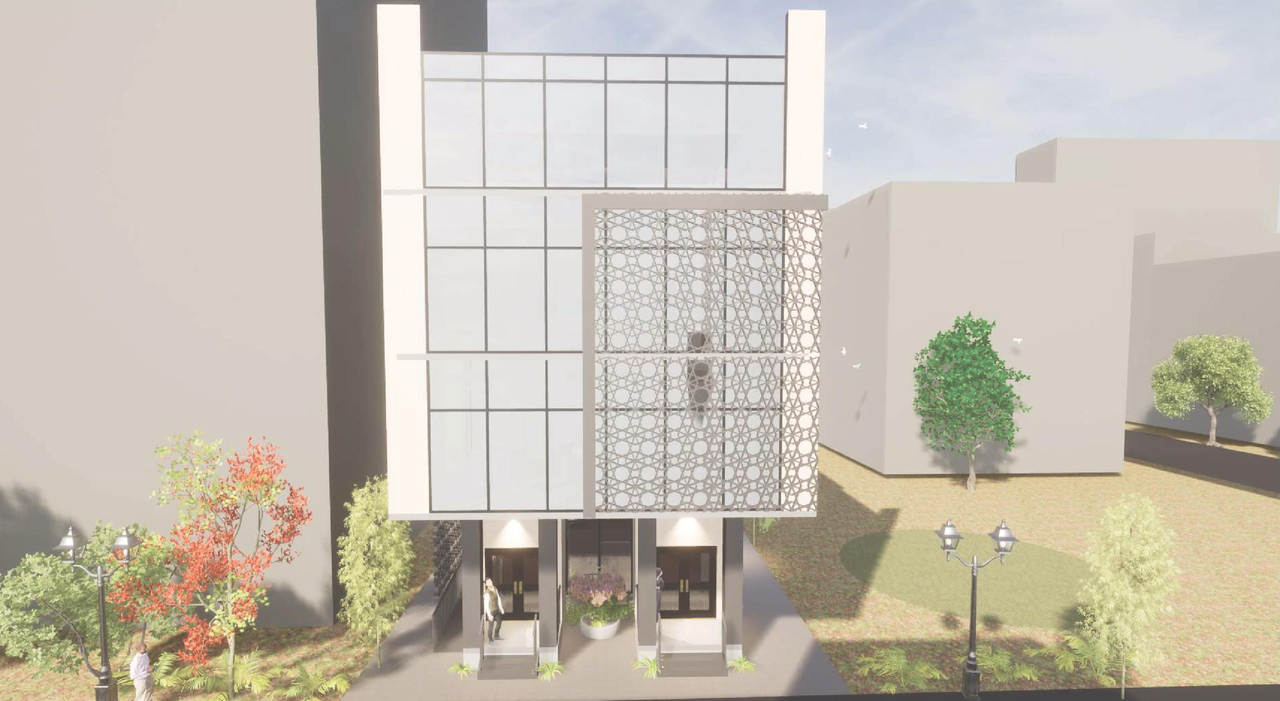 Rendering of building from page 7 of the file '2025-07-28 - Urban Design Brief - D07-12-25-0105'
