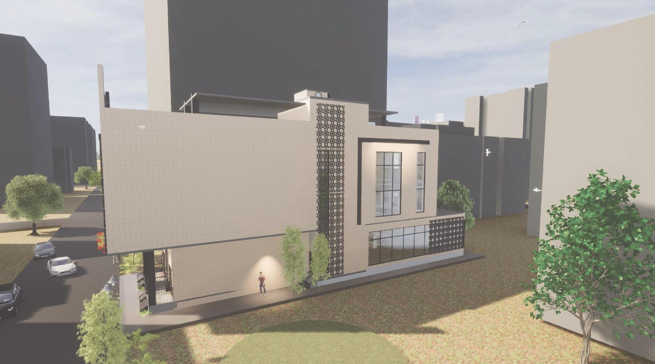 Rendering of building from page 8 of the file '2025-07-28 - Urban Design Brief - D07-12-25-0105'