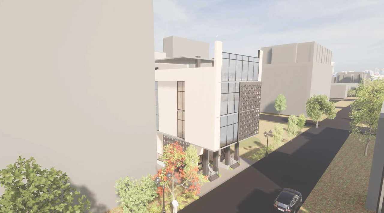 Rendering of building from page 9 of the file '2025-07-28 - Urban Design Brief - D07-12-25-0105'