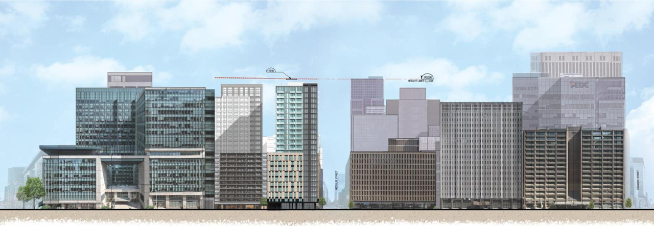 Rendering of building from page 36 of the file '2025-08-06 - Urban Design Review Panel Report - D07-12-25-0112'