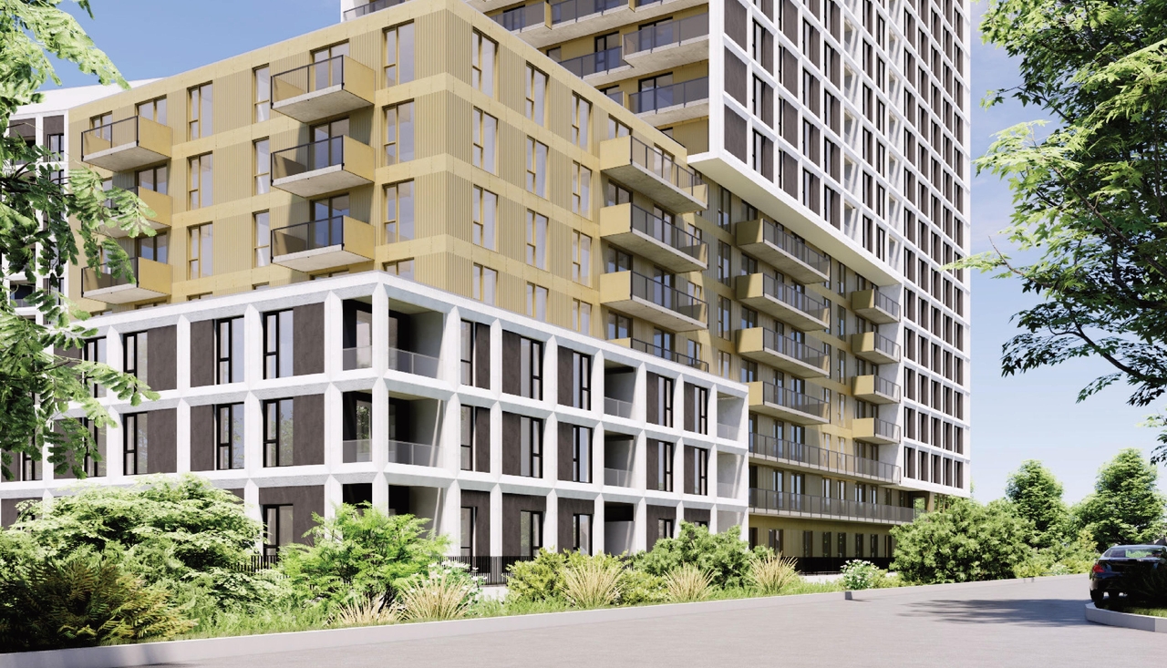 Rendering of building from page 45 of the file '2025-09-02 - Design Brief - D07-12-25-0121'