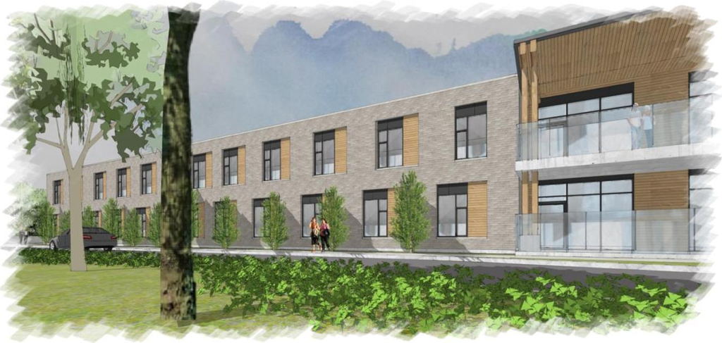 Rendering of building from page 6 of the file '2025-10-02 - Urban Design Brief - D07-12-25-0133'