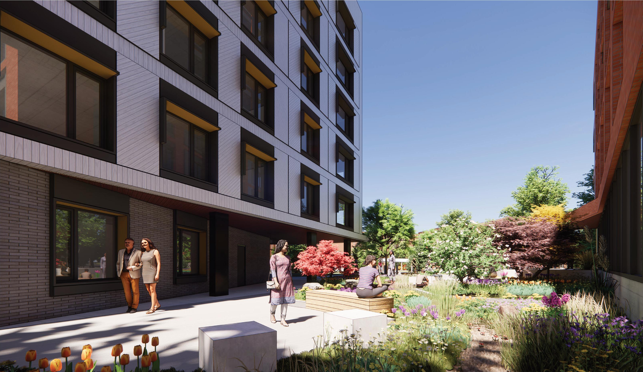 Rendering of building from page 45 of the file '2025-11-26 - Design Brief - D07-12-25-0149'
