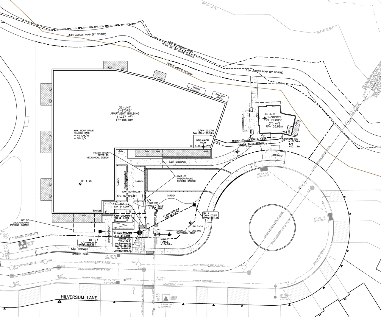 Construction site plan for project from page 5 of the file '2026-02-12 - Civil Engineering Design Drawings - D07-12-25-0155'